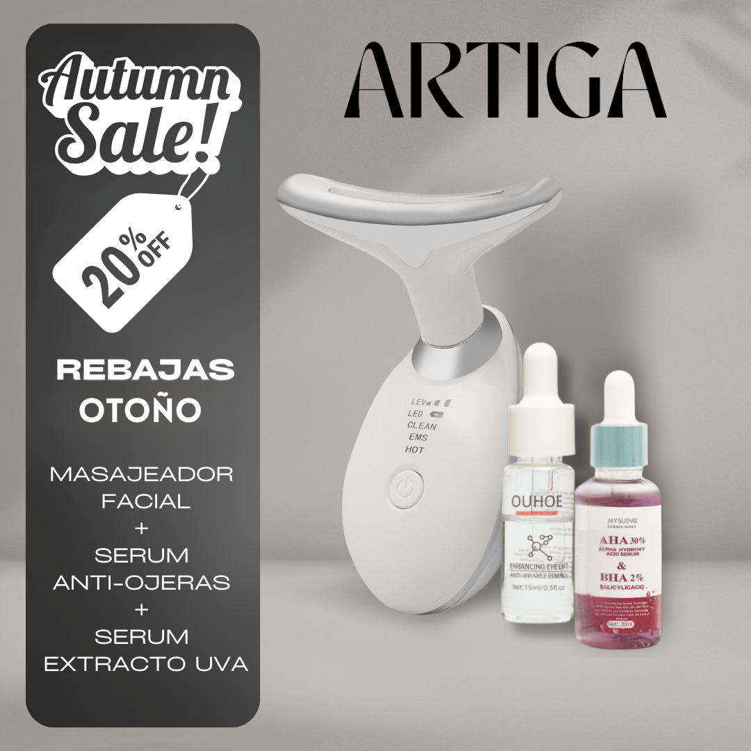 MASAJEADOR FACIAL + SERUM ANTI-OJERAS + SERUM EXTRACTO DE UVA