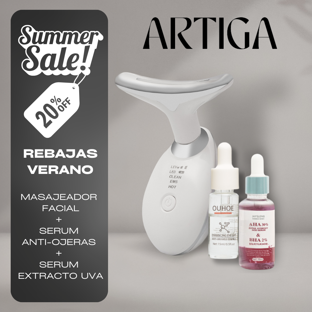 MASAJEADOR FACIAL + SERUM ANTI-OJERAS + SERUM EXTRACTO DE UVA